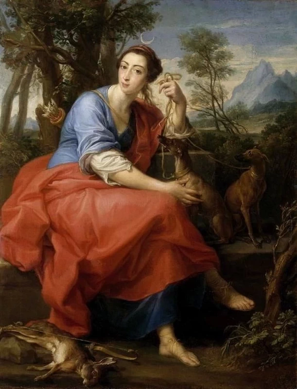 Ritratto della famosa cantante (soprano) Caterina Gabrielli (1730 - 1796) come Diana, Batoni Pompeo